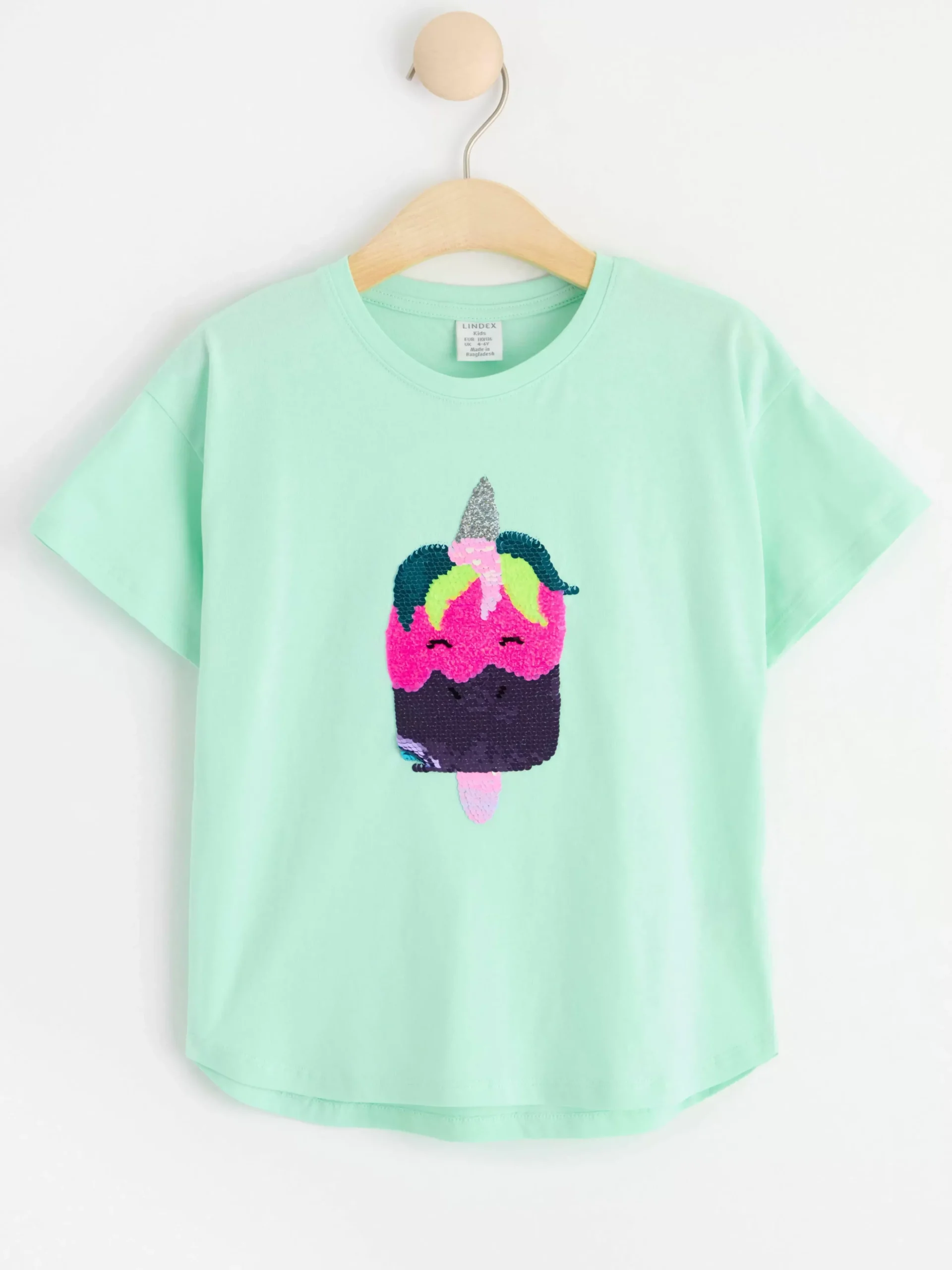 Toppar & T-Shirts>Lindex Oversized T-Shirt Med Vandbara Paljetter Light Turquoise