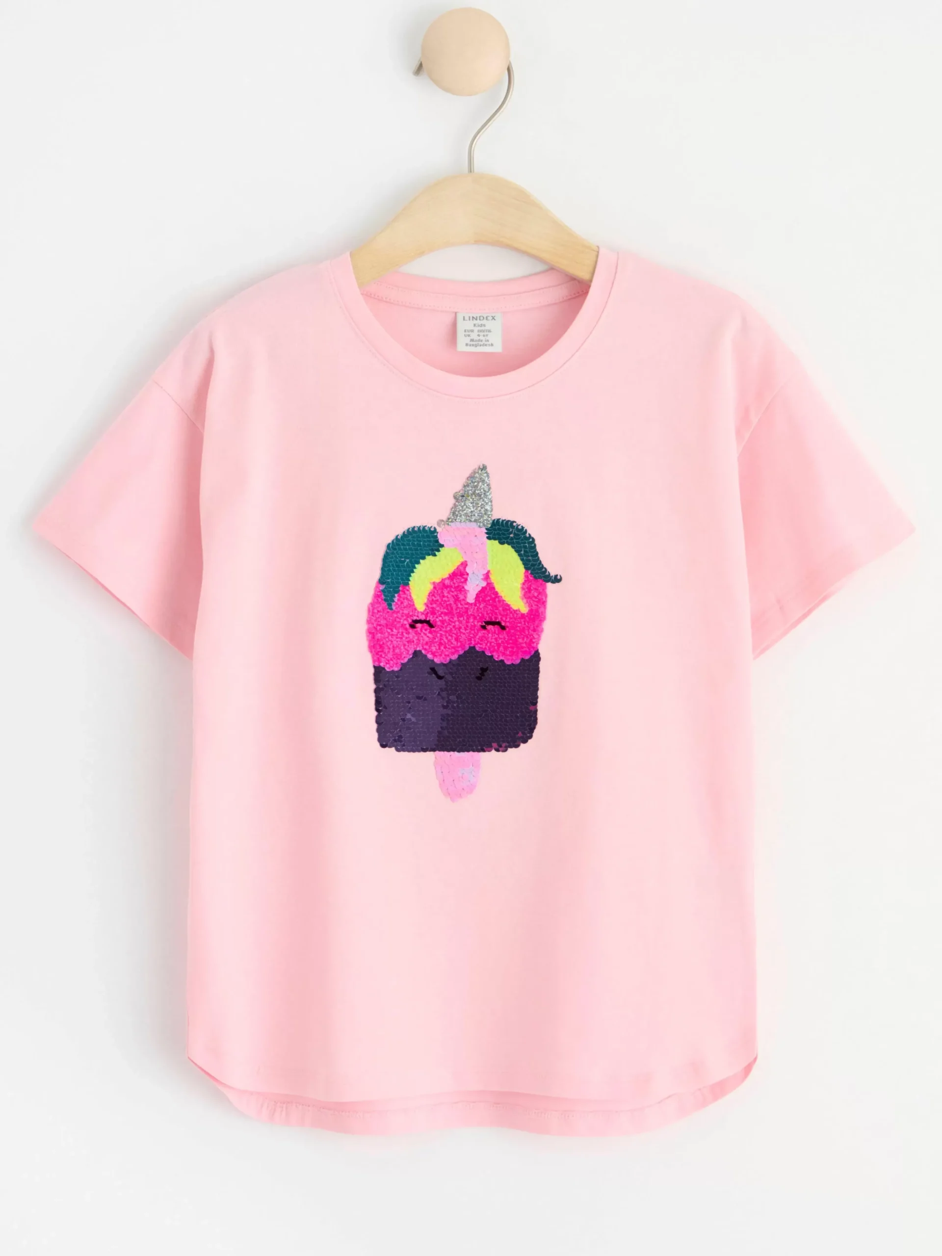 Toppar & T-Shirts>Lindex Oversized T-Shirt Med Vandbara Paljetter Light Pink