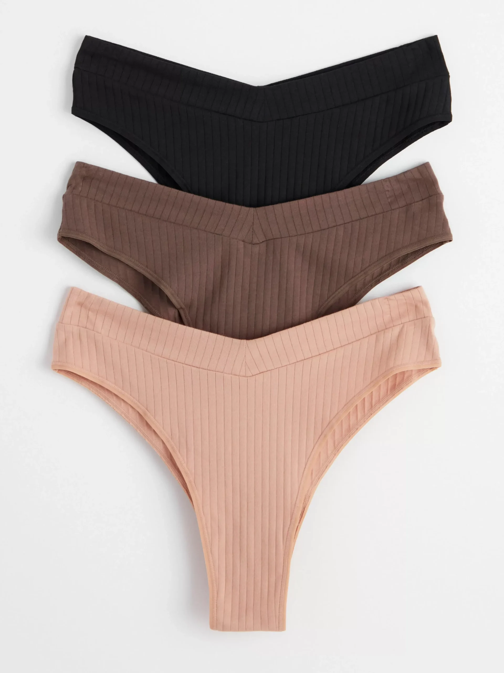 Trosor>Lindex 3-Pack Brazilian Trosor Midi Waist Dark Dusty Brown
