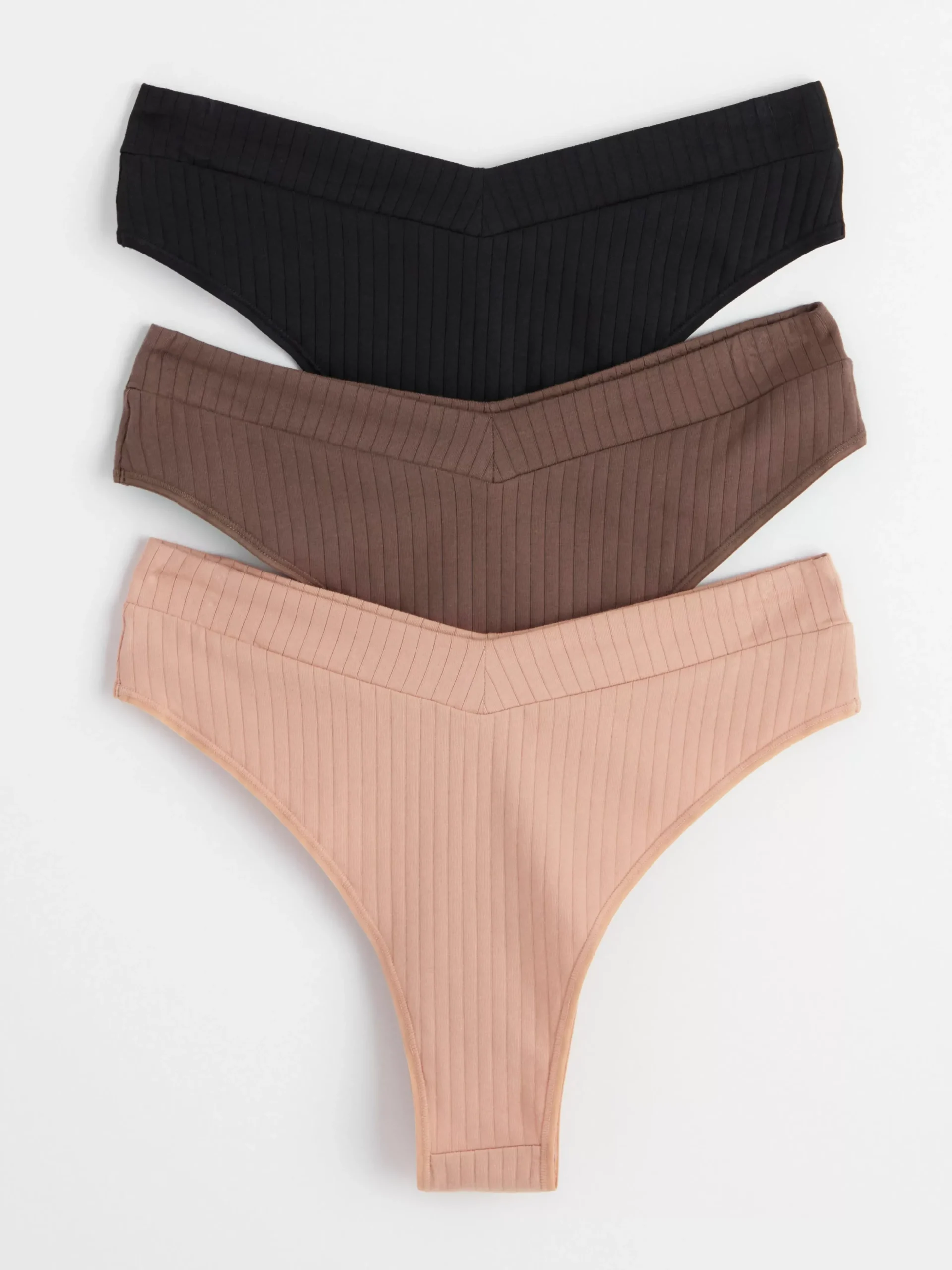 Trosor>Lindex 3-Pack Brazilian Trosor Midi Waist Dark Dusty Brown