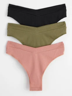 Trosor>Lindex 3-Pack Brazilian Trosor Midi Waist Light Dusty Khaki