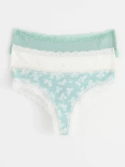 Trosor>Lindex 3-Pack Brazilian Trosor Regular Waist Light Dusty Turquoise