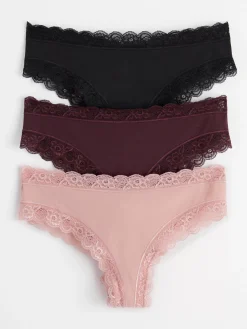 Trosor>Lindex 3-Pack Brazilian Trosor Regular Waist Dark Dusty Lilac