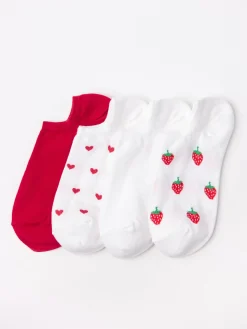 Strumpor>Lindex 4-Pack Footies Red