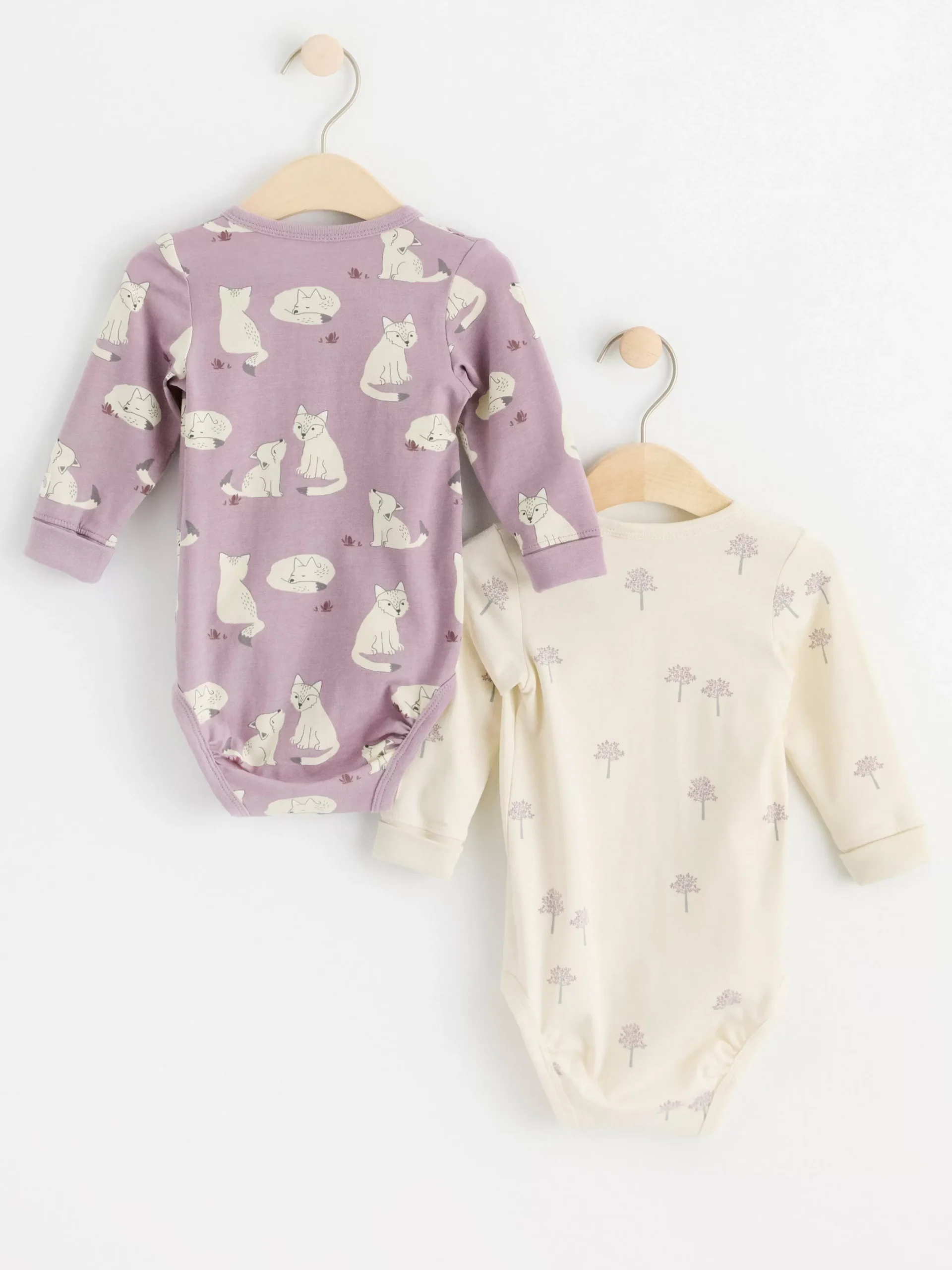 Bodies>Lindex 2-Pack Langarmade Omlottbodies Med Monster Light Dusty Lilac