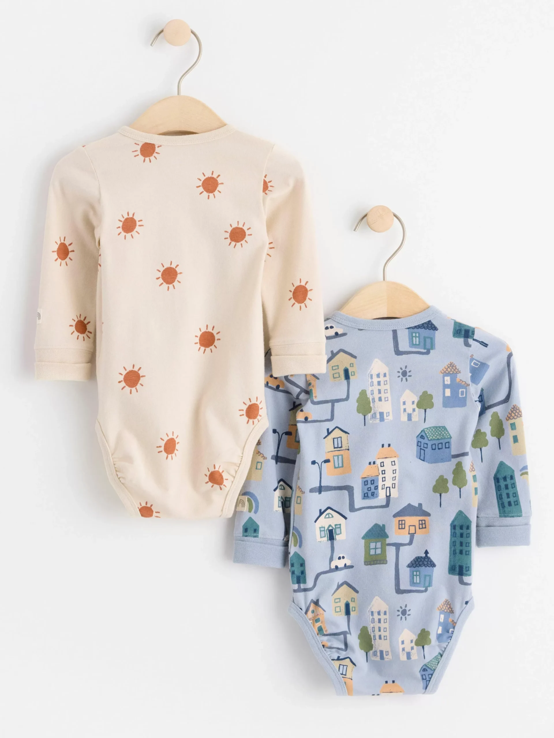 Bodies>Lindex 2-Pack Langarmade Omlottbodies Med Monster Light Dusty Blue