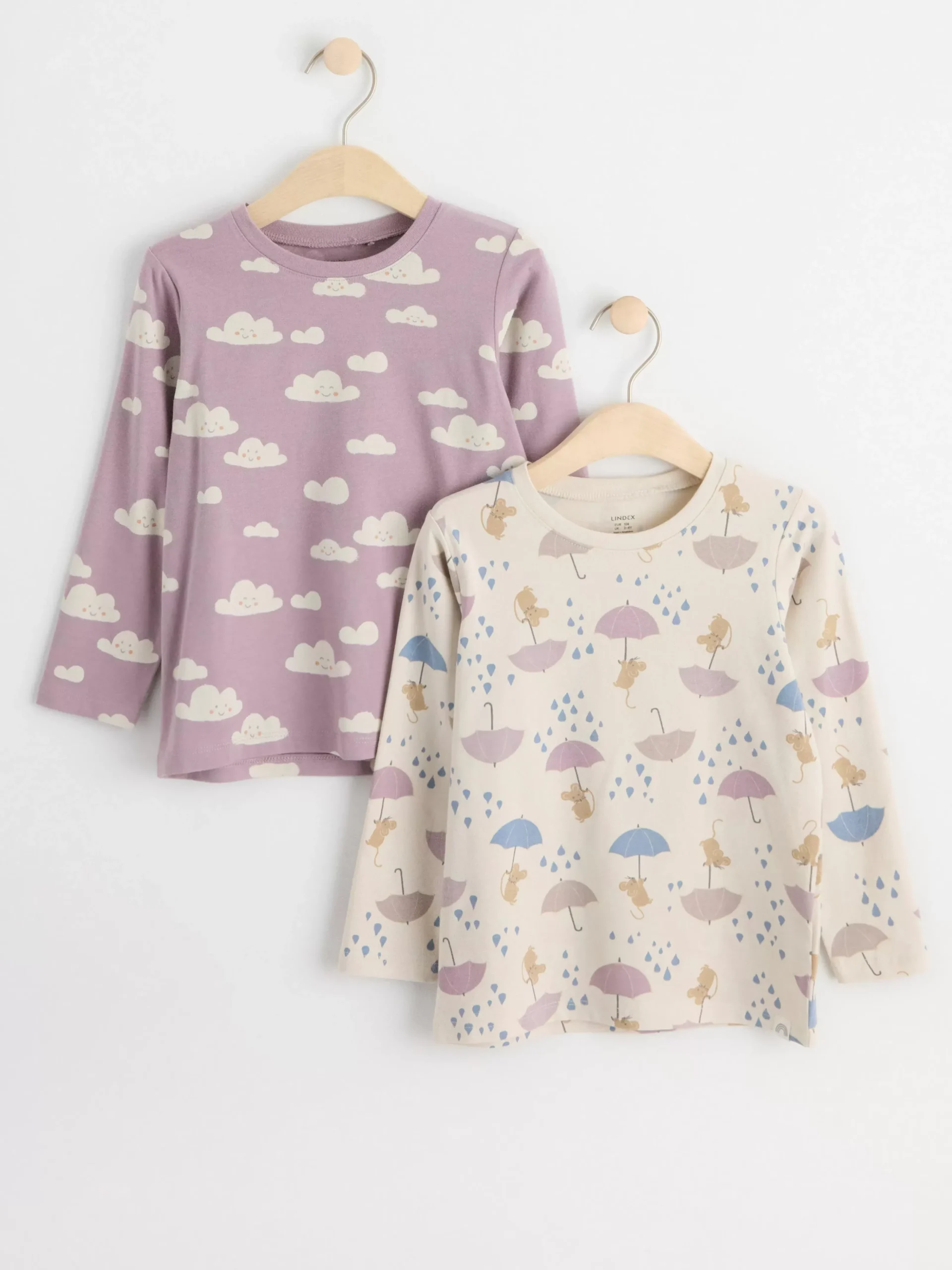 Toppar & T-Shirts>Lindex 2-Pack Langarmade Toppar Med Monster Light Dusty Lilac