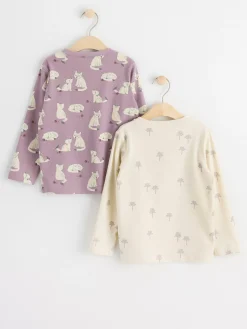 Toppar & T-Shirts>Lindex 2-Pack Langarmade Toppar Med Monster Light Dusty Lilac