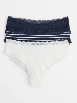 Trosor>Lindex 3-Pack Regular Waist Trosor Med Spets Navy