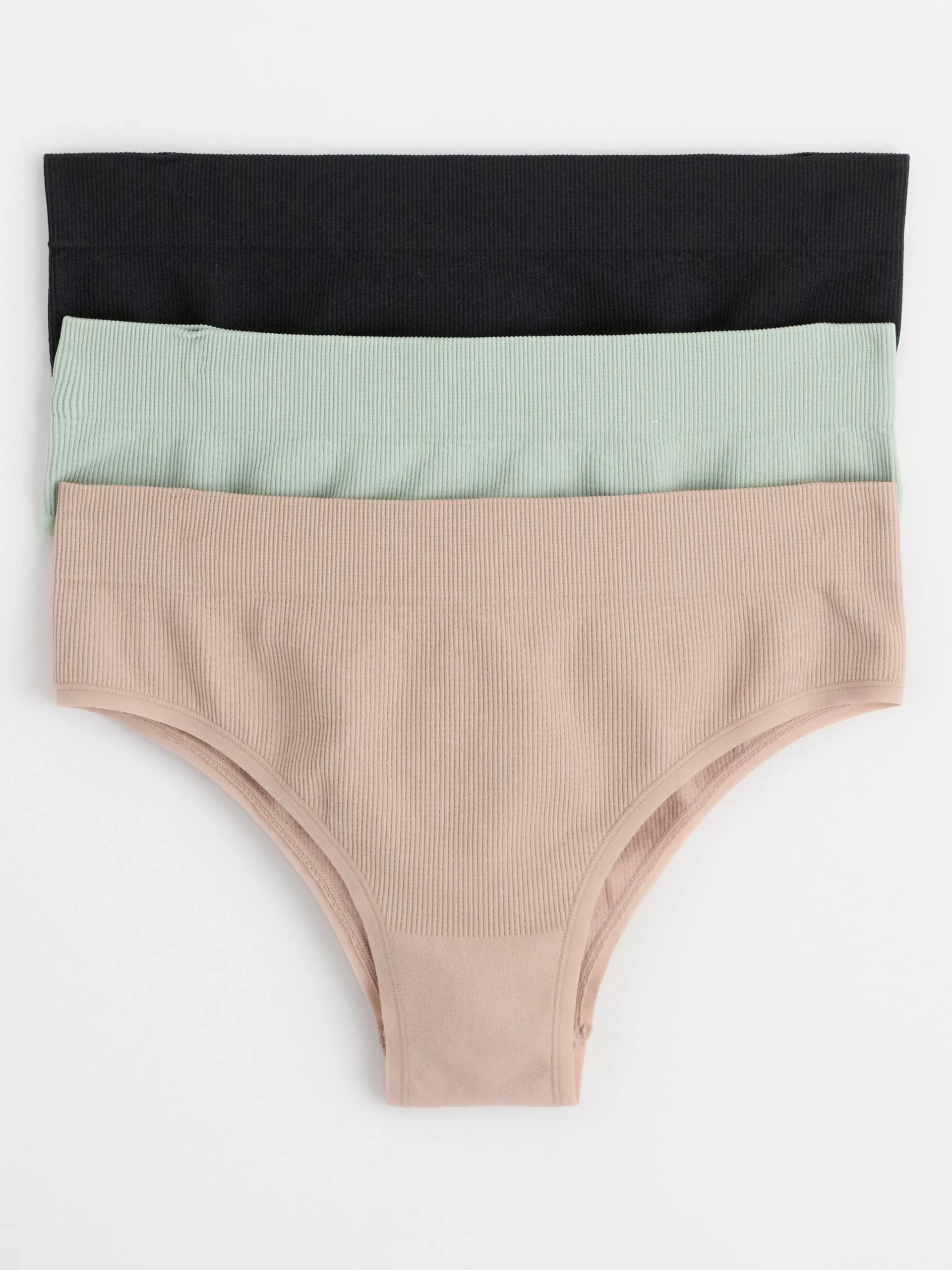 Trosor>Lindex 3-Pack Ribbade High Waist Brazilian-Trosor Light Dusty Green