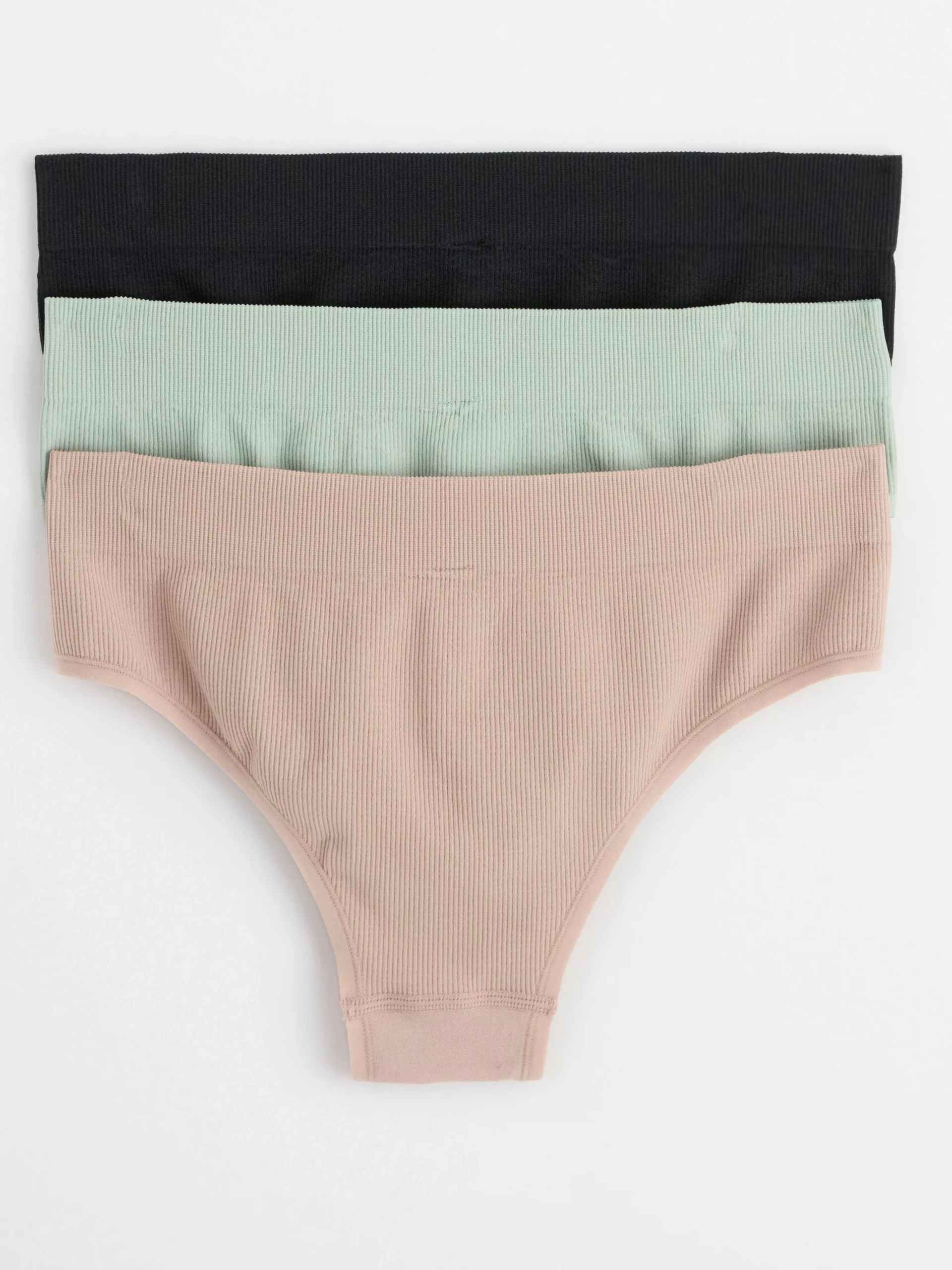 Trosor>Lindex 3-Pack Ribbade High Waist Brazilian-Trosor Light Dusty Green