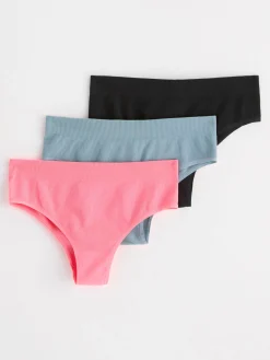 Trosor>Lindex 3-Pack Ribbade High Waist Brazilian-Trosor Pink