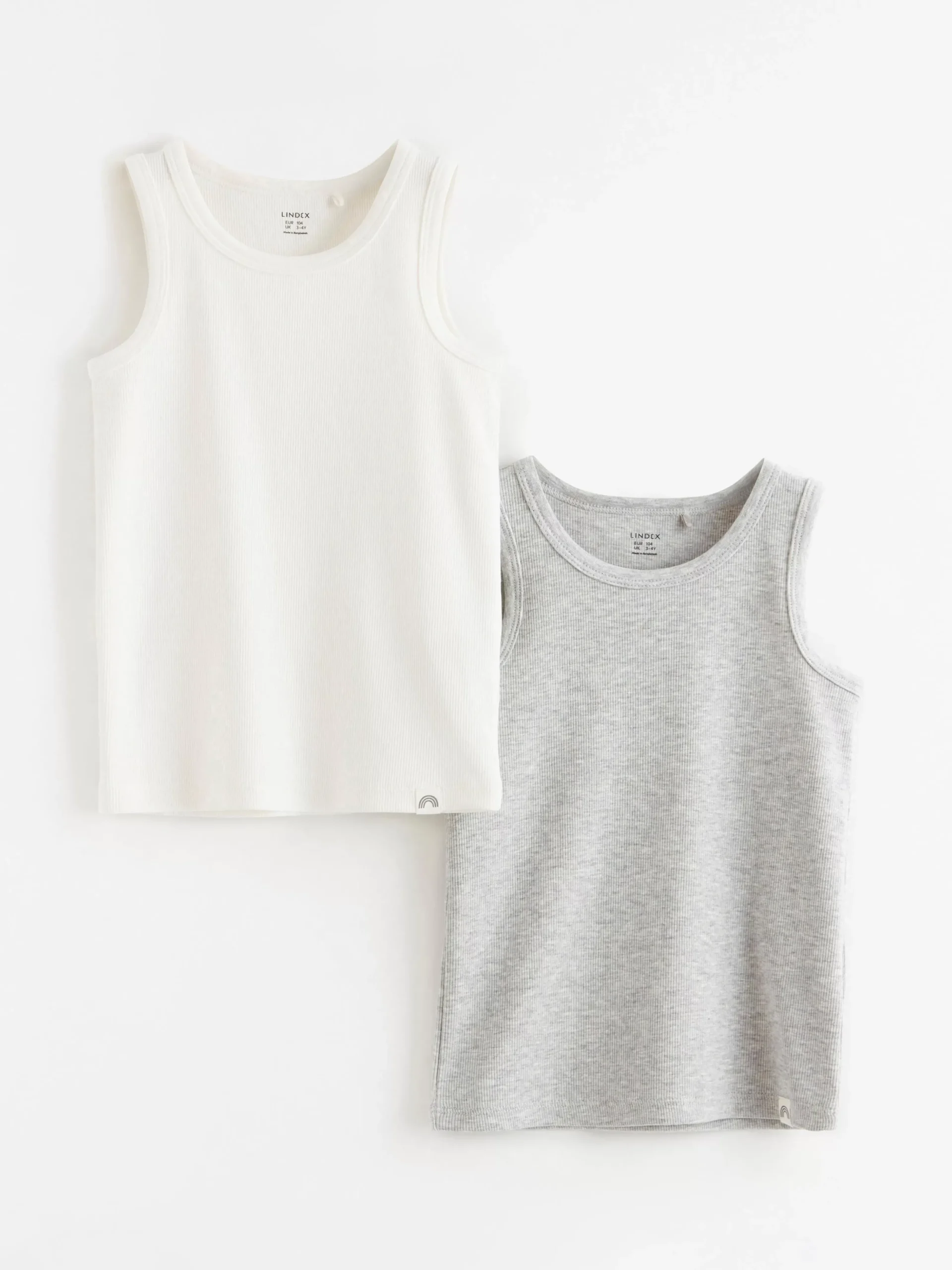 Toppar & T-Shirts>Lindex 2-Pack Ribbade Linnen Light Dusty White