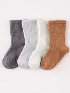 Strumpor & Strumpbyxor>Lindex 4-Pack Ribbade Strumpor Dusty Brown