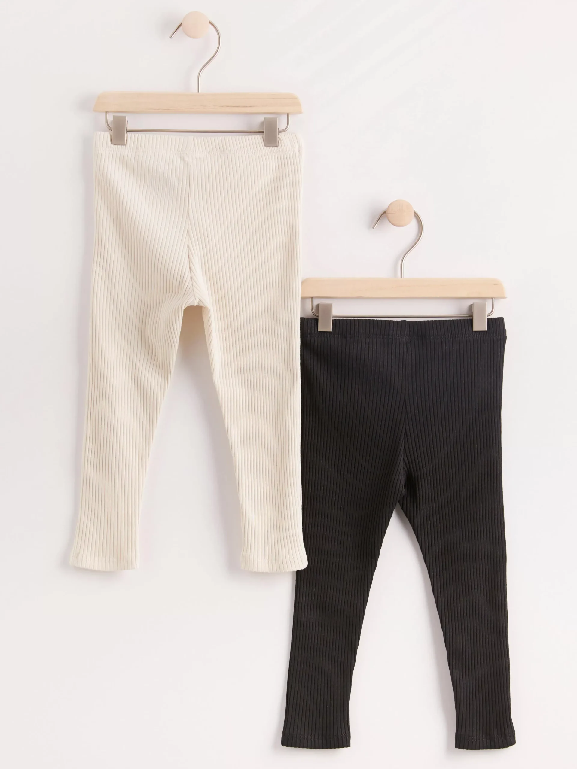 Byxor & Leggings>Lindex 2-Pack Ribbstickade Leggings Off Black