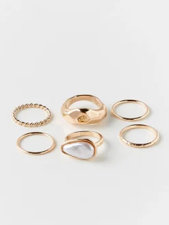 Accessoarer>Lindex 6-Pack Ringar Gold