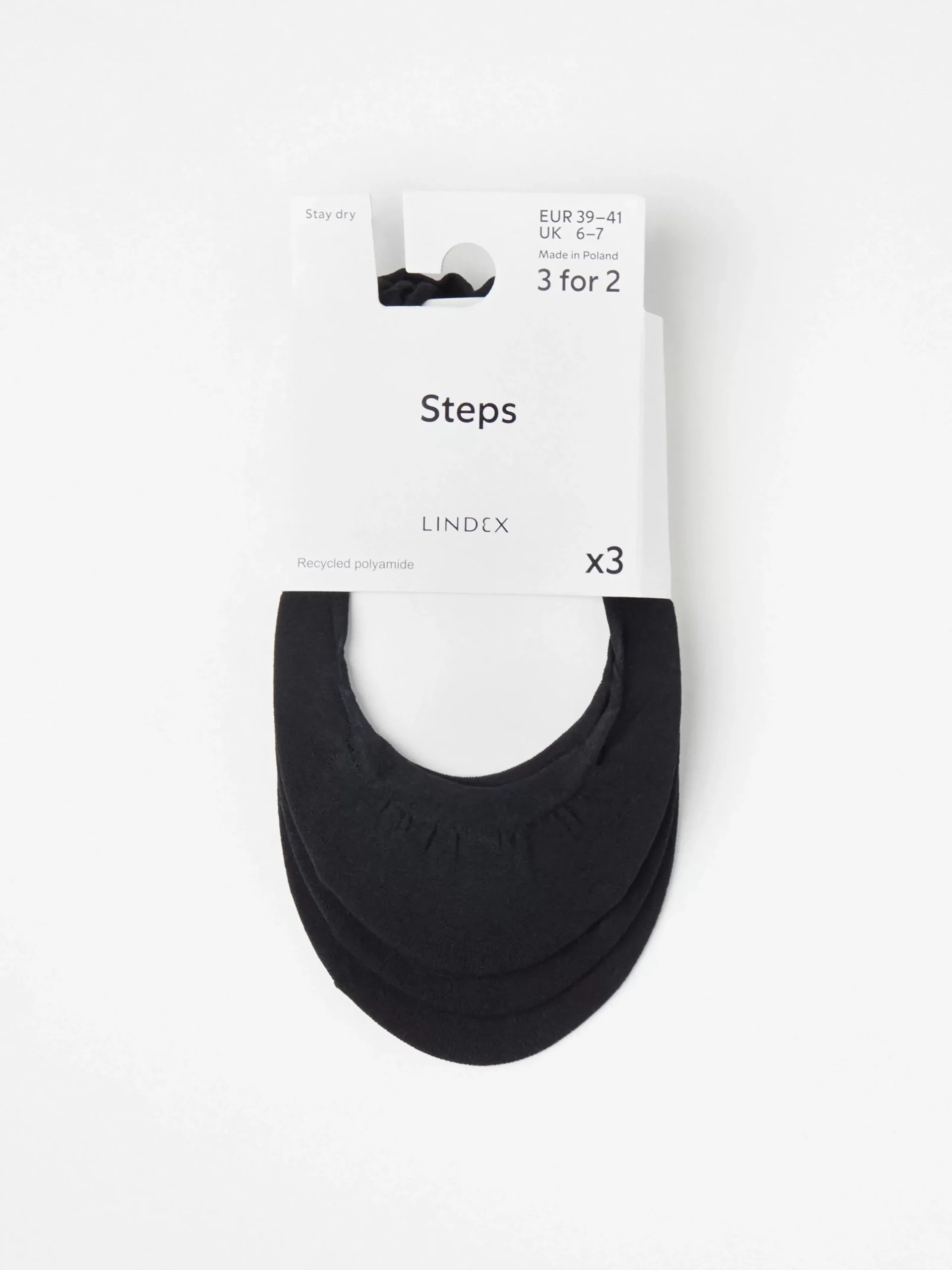Strumpor>Lindex 3-Pack Steps Black
