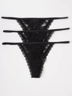 Trosor>Lindex 3-Pack Stringtrosa Low Black