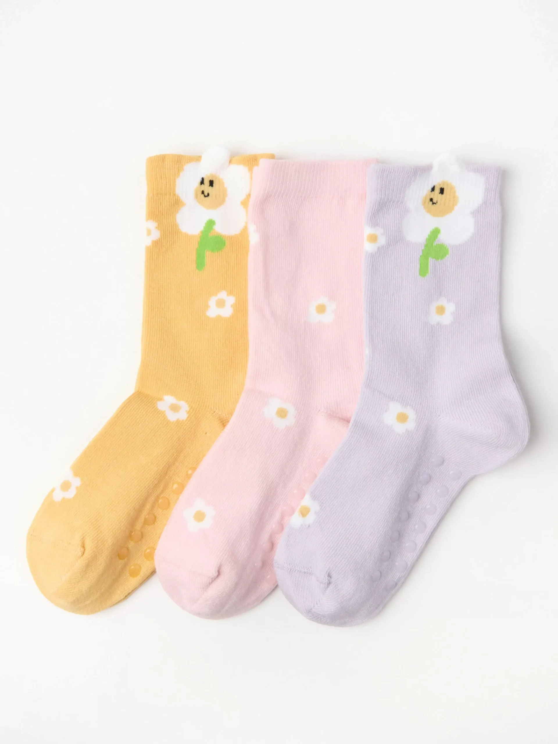 Underkläder>Lindex 3-Pack Strumpor Med Antislip Och Blommor Light Dusty Lilac