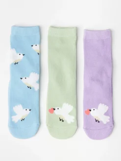 Underkläder>Lindex 3-Pack Strumpor Med Faglar Och Antislip Light Blue