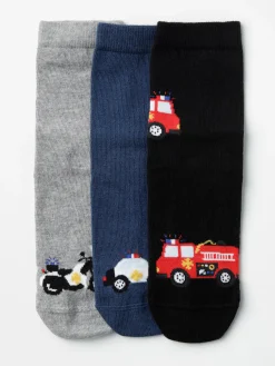 Underkläder>Lindex 3-Pack Strumpor Med Fordon Och Antislip Dark Dusty Blue