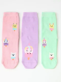 Underkläder>Lindex 3-Pack Strumpor Med Glassar Och Antislip Light Turquoise