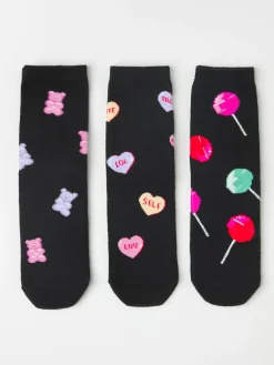Underkläder>Lindex 3-Pack Strumpor Med Godismotiv Black