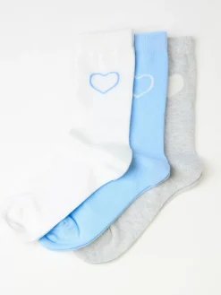 Underkläder>Lindex 3-Pack Strumpor Med Hjartan Light Blue