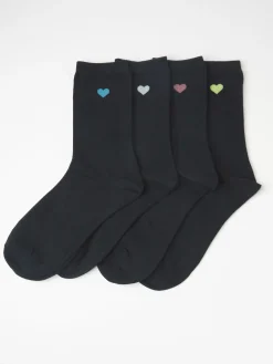 Strumpor>Lindex 4-Pack Strumpor Med Hjartan Black