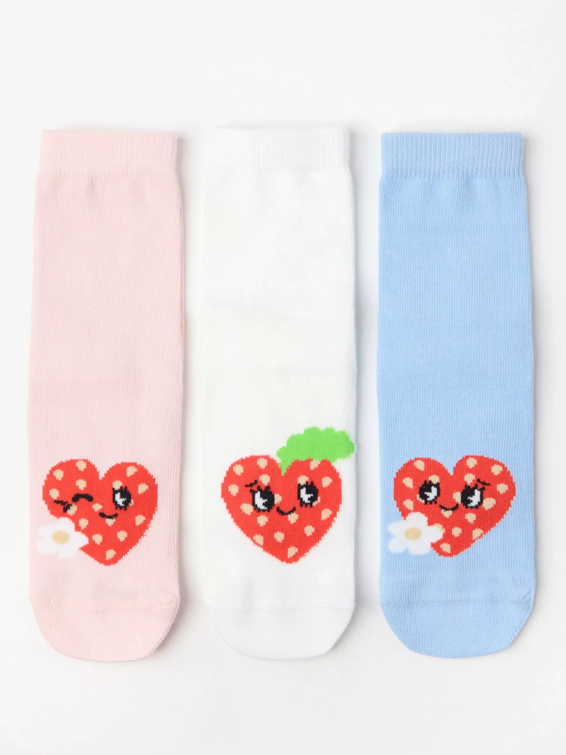 Underkläder>Lindex 3-Pack Strumpor Med Jordgubbar Och Antislip Light Dusty Pink