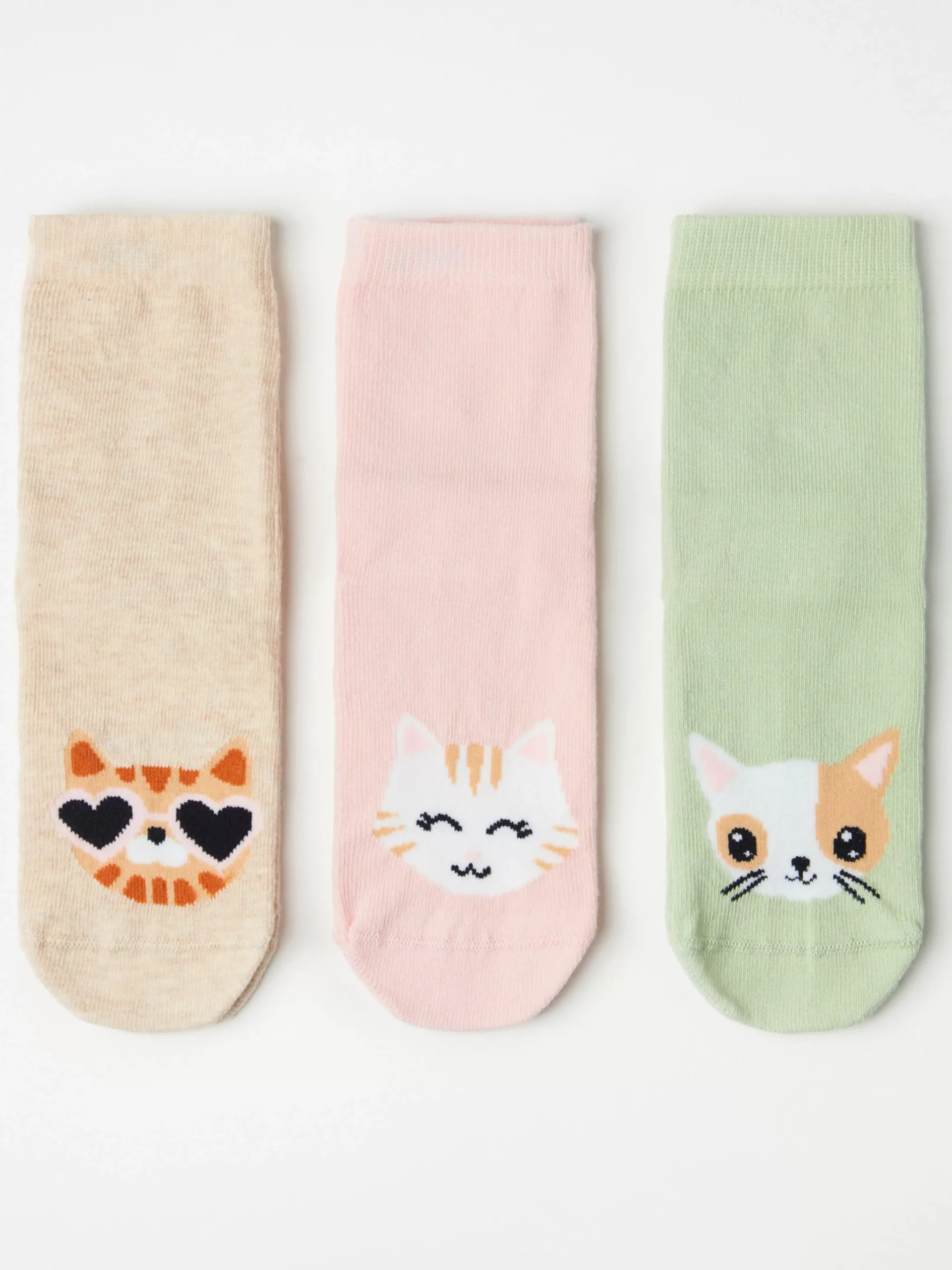 Underkläder>Lindex 3-Pack Strumpor Med Katter Och Antislip Light Dusty Green