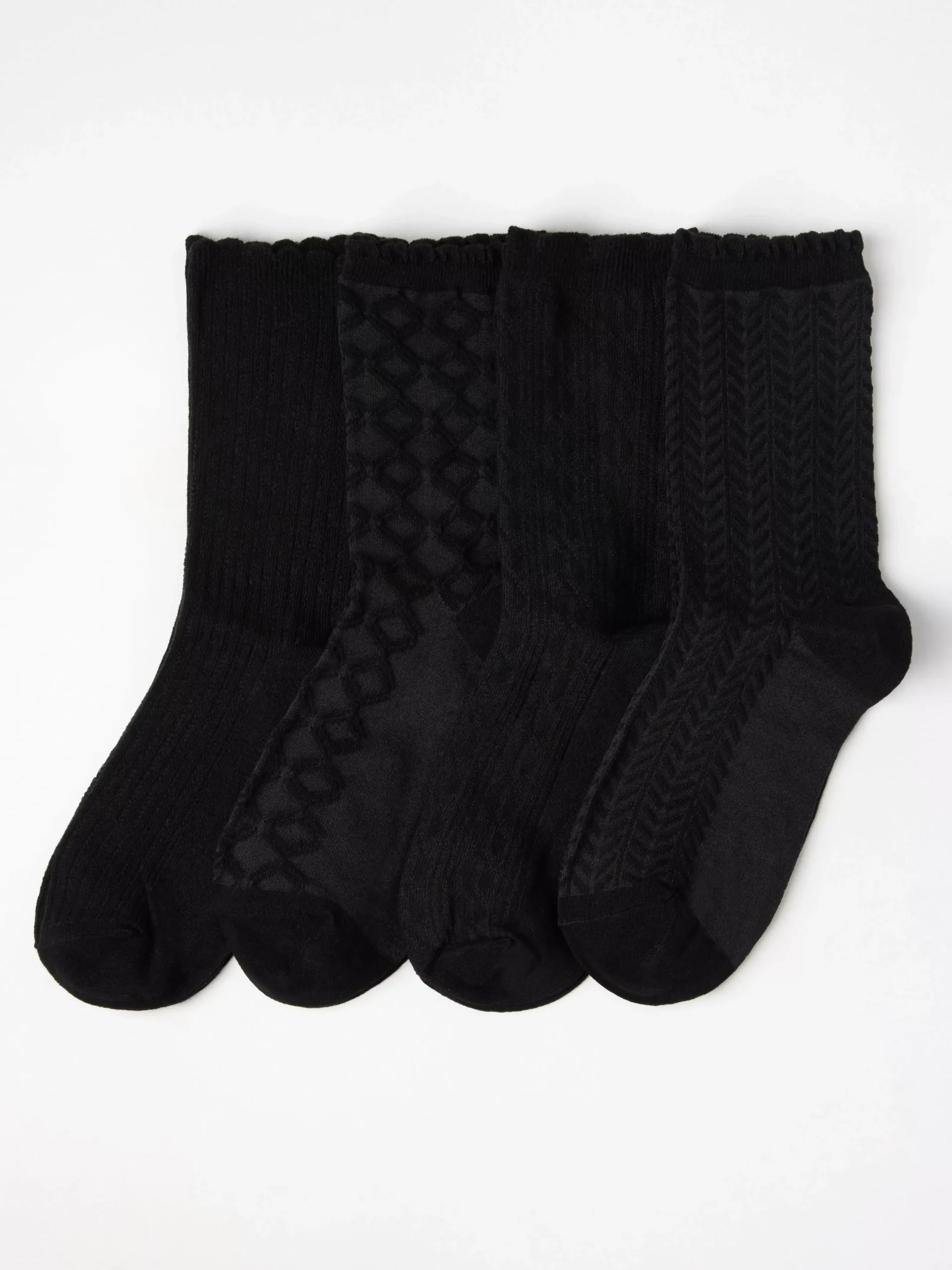 Strumpor>Lindex 4-Pack Strumpor Med Struktur Black