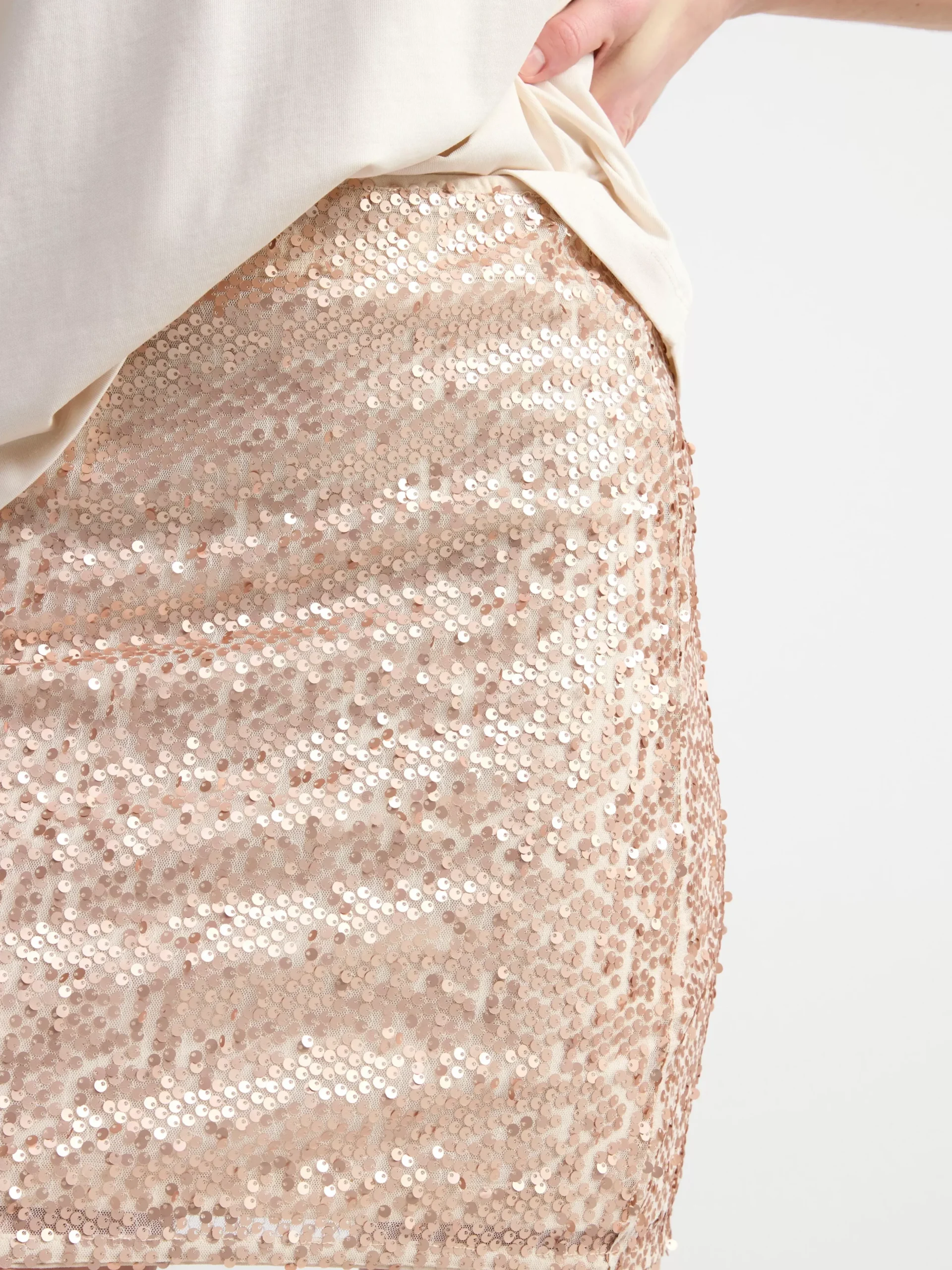 Kjolar>Lindex Paljettkjol Light Beige