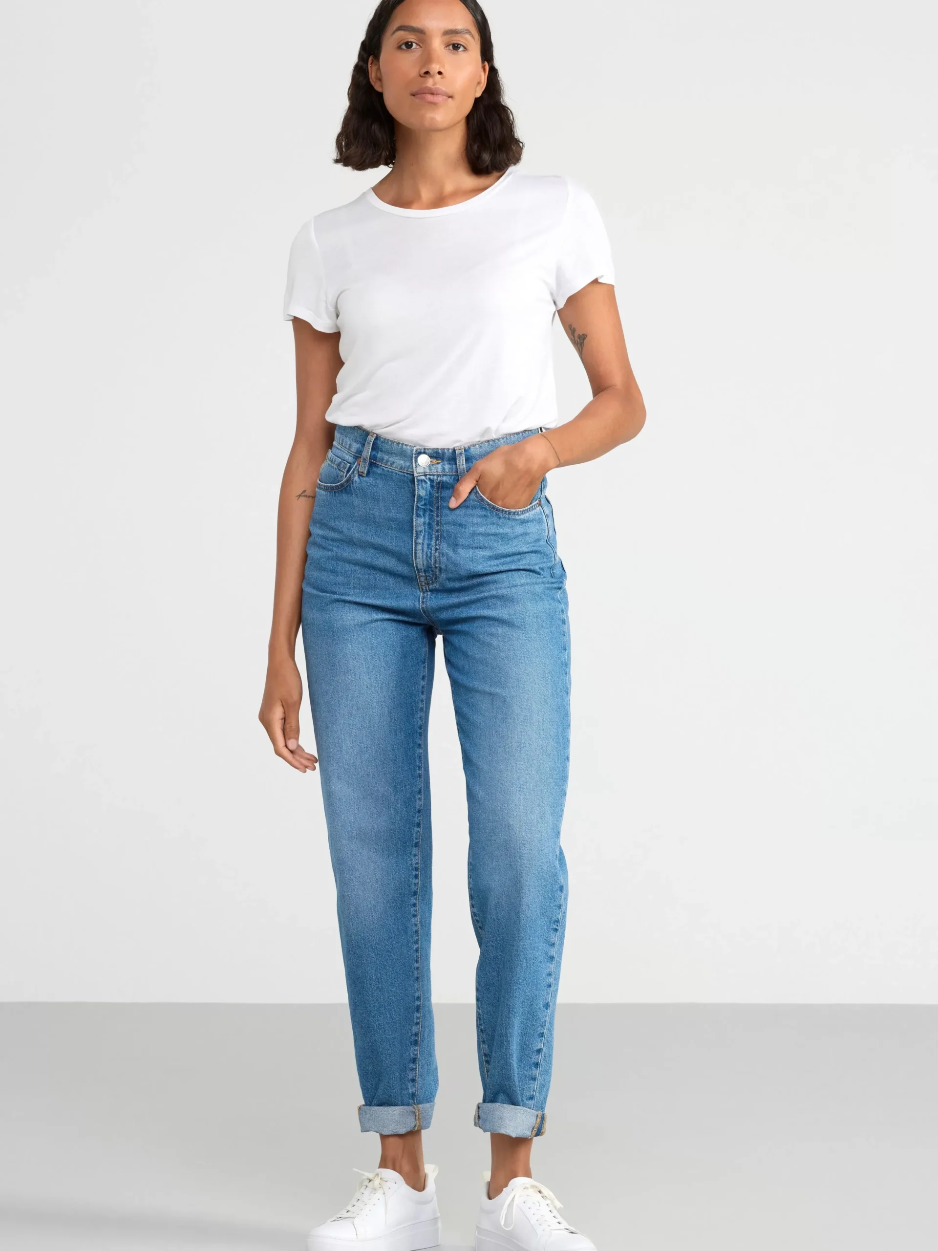 Jeans>Lindex Pam Mom High Waist Jeans Denim Blue
