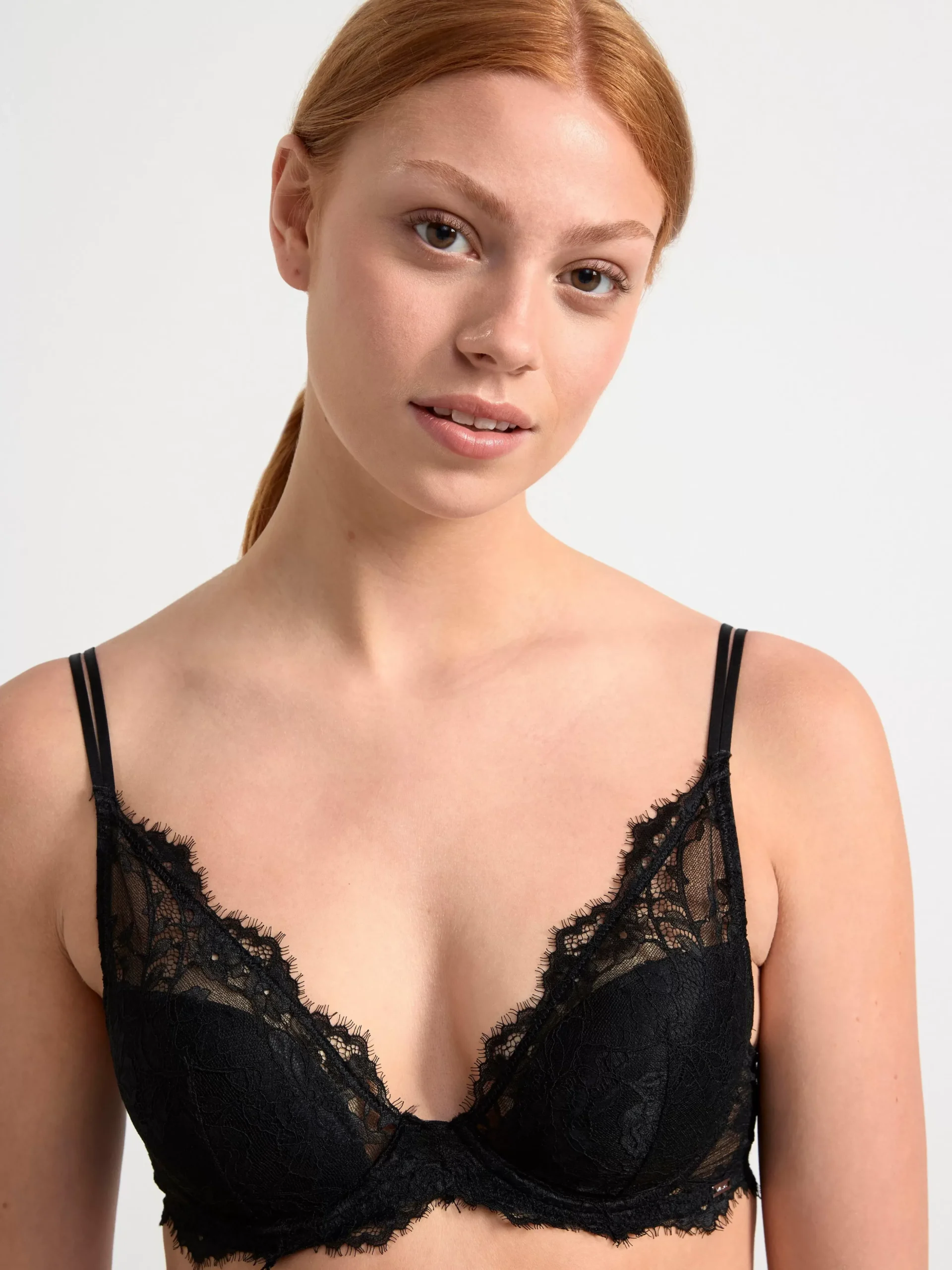Bh>Lindex Peony Push-Up Bh Med Spets Black