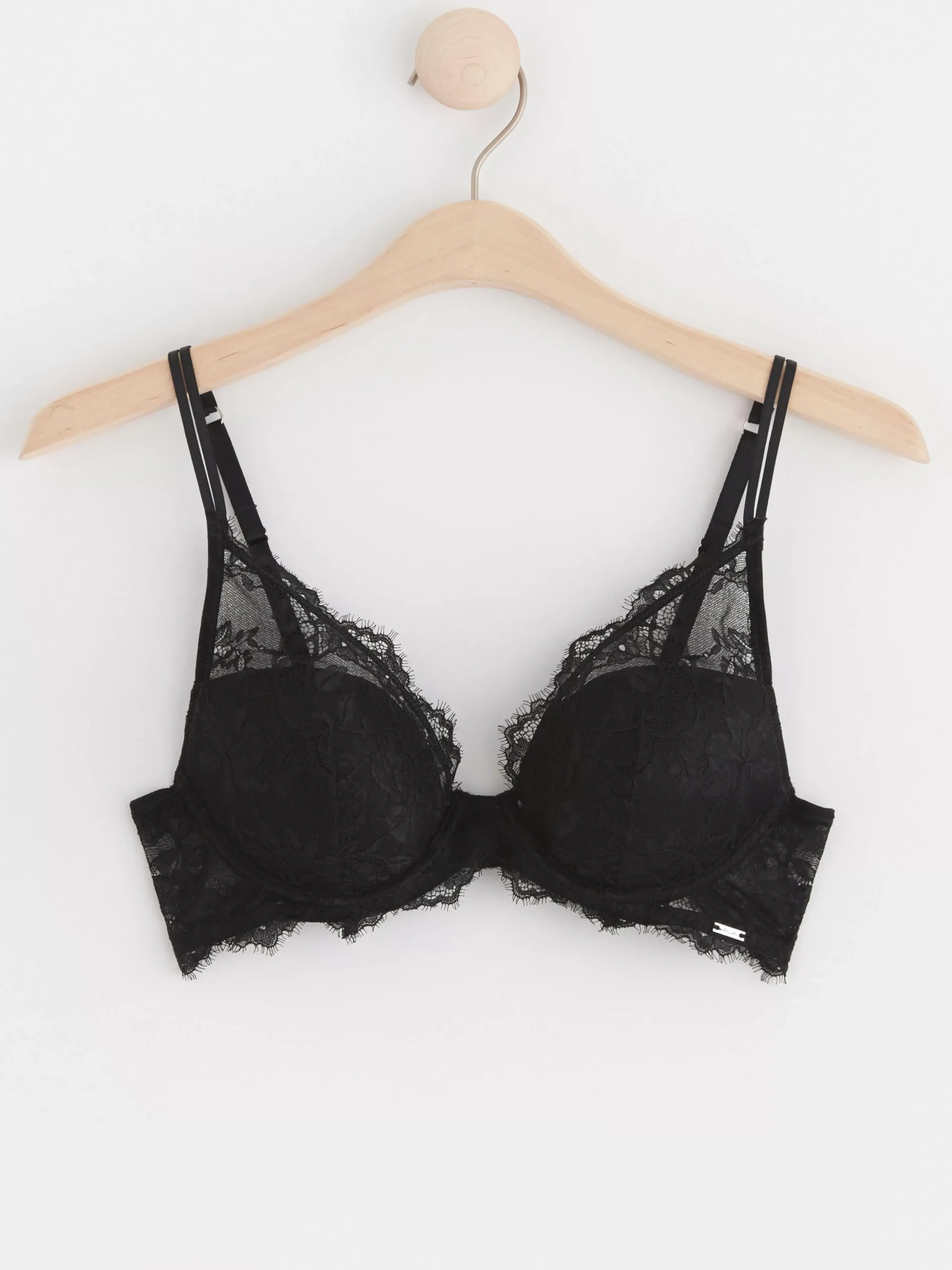Bh>Lindex Peony Push-Up Bh Med Spets Black