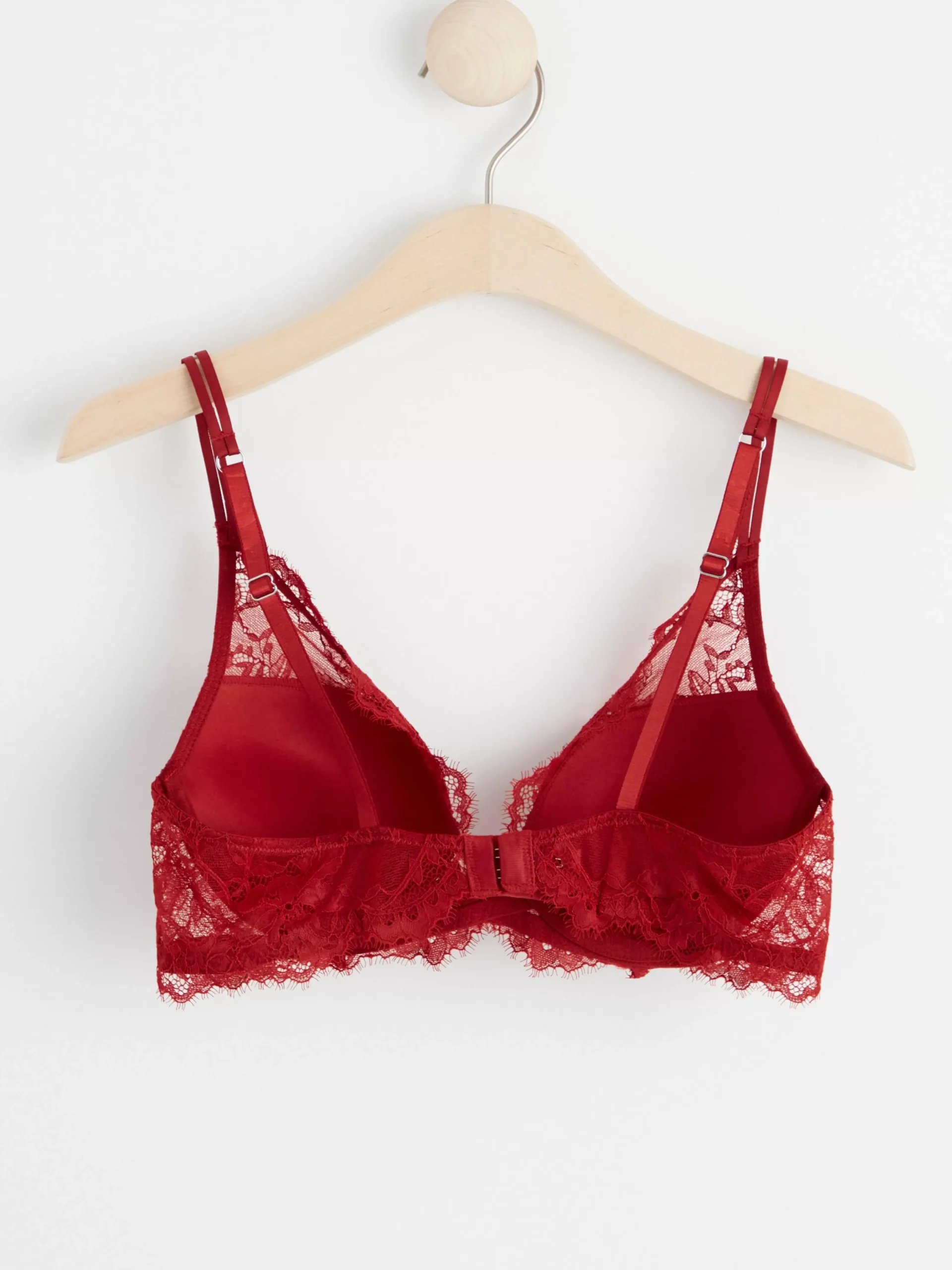 Bh>Lindex Peony Push-Up Bh Med Spets Dark Dusty Red