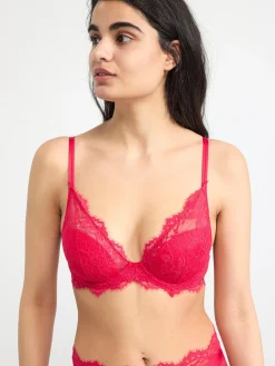 Bh>Lindex Peony Push-Up Bh Med Spets Red