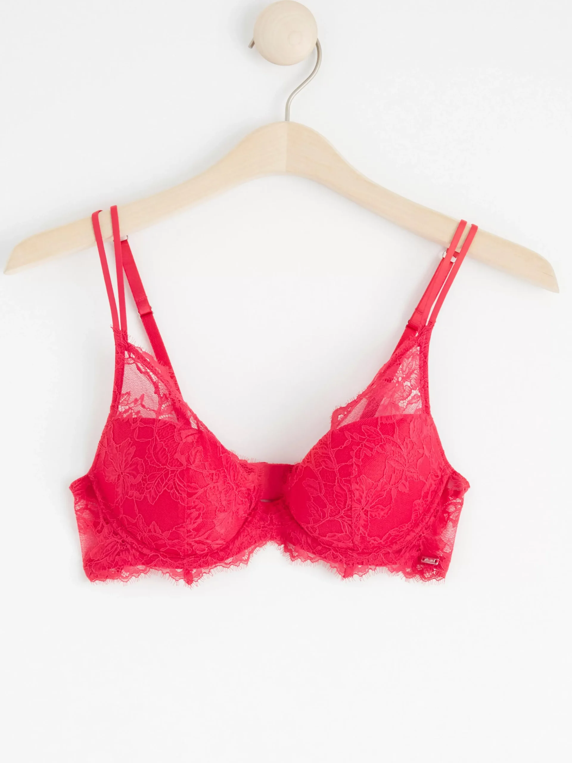 Bh>Lindex Peony Push-Up Bh Med Spets Red