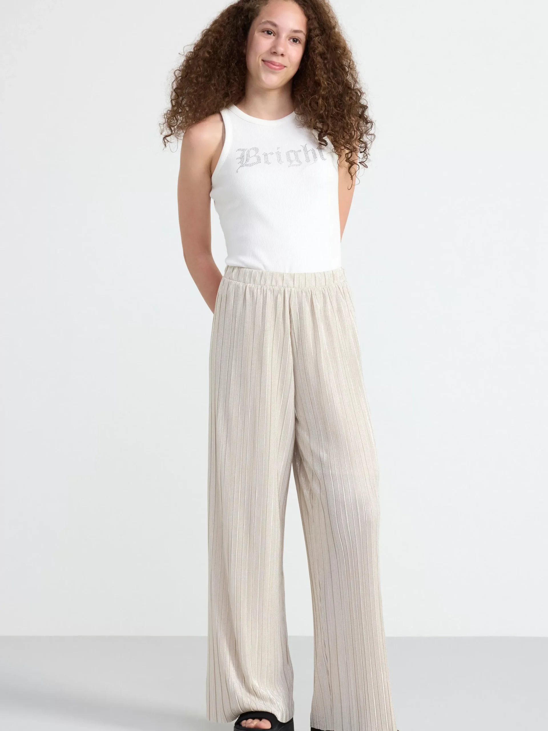 Byxor & Leggings>Lindex Plisserad Trikabyxa Light Beige