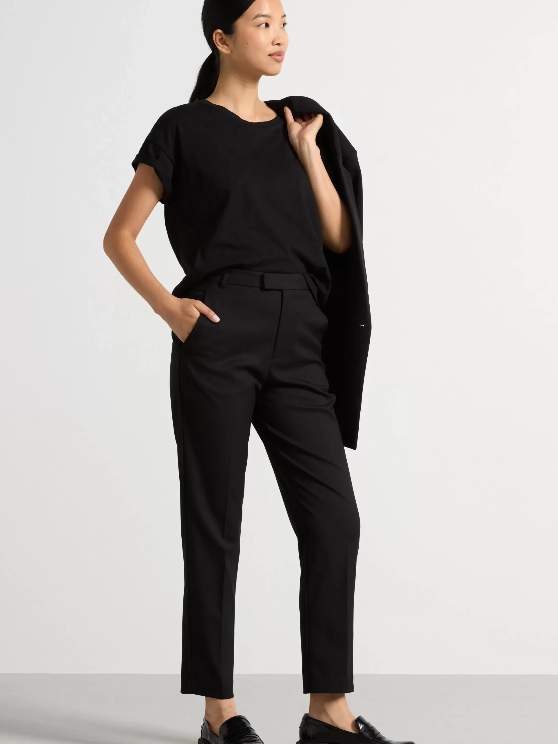 Byxor>Lindex Polly Croppade High Waist-Slacks Black