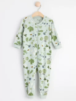 Pyjamas>Lindex Pyjamas Med Blommor Och Blad Light Aqua