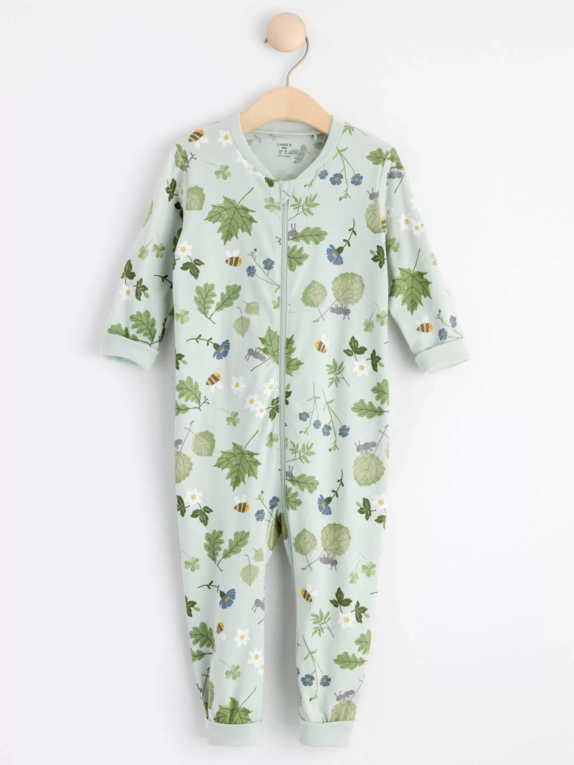 Pyjamas>Lindex Pyjamas Med Blommor Och Blad Light Aqua