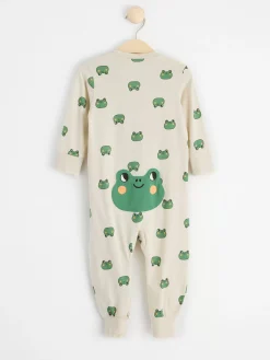 Pyjamas>Lindex Pyjamas Med Grodor Och Grodapplikation Baktill Light Beige