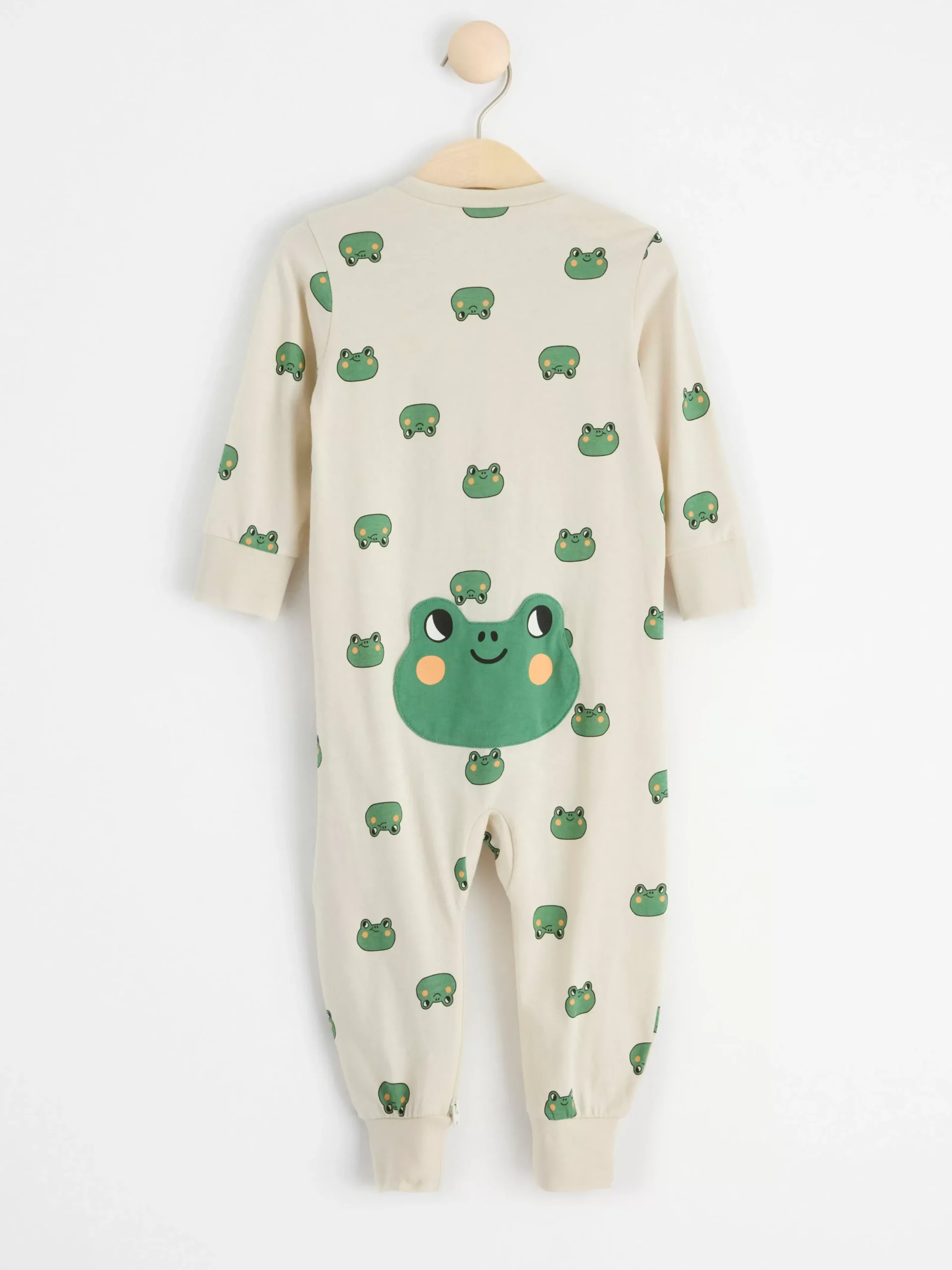 Pyjamas>Lindex Pyjamas Med Grodor Och Grodapplikation Baktill Light Beige