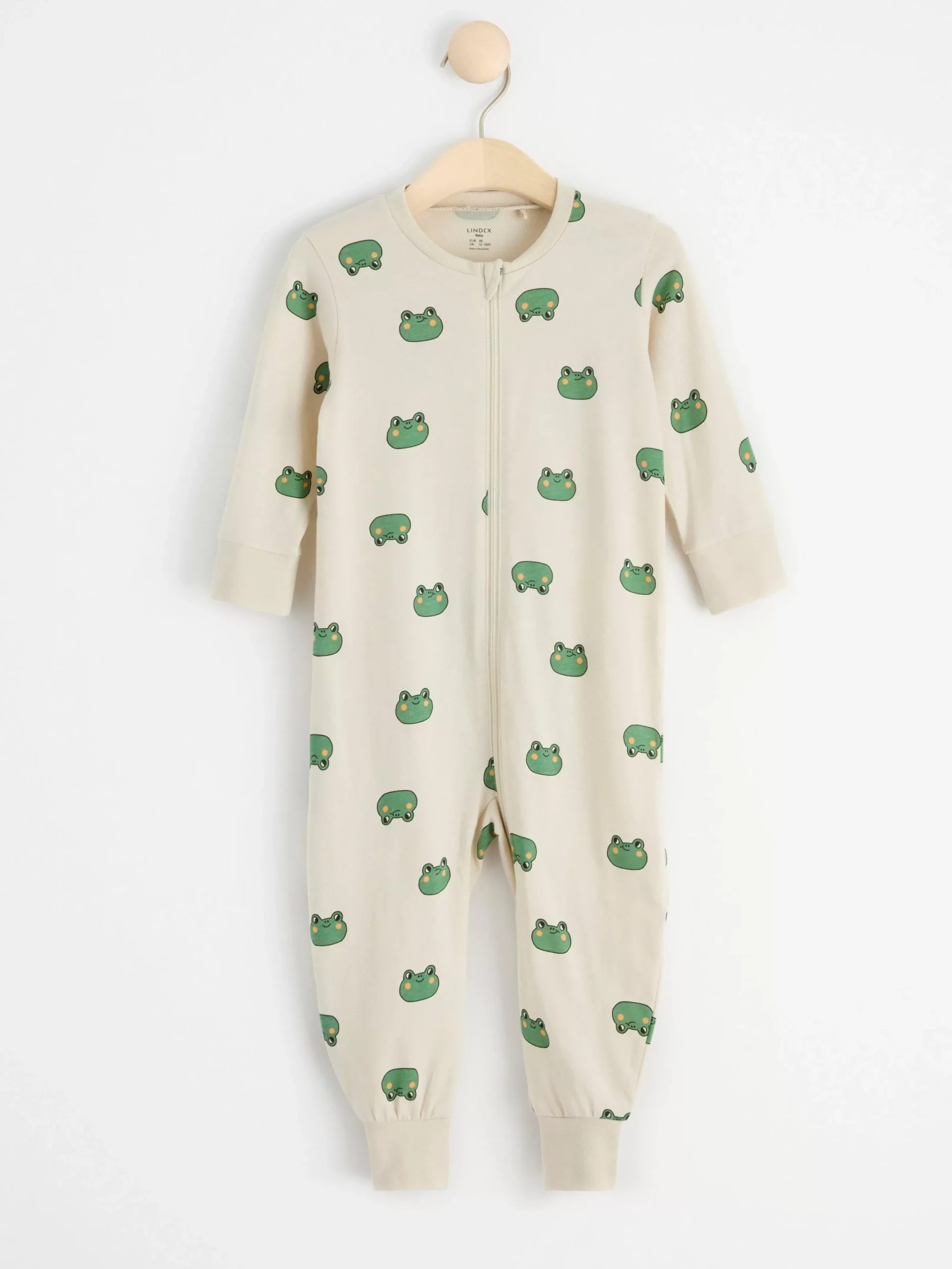Pyjamas>Lindex Pyjamas Med Grodor Och Grodapplikation Baktill Light Beige