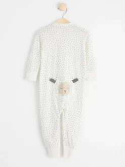 Pyjamas>Lindex Pyjamas Med Prickar Och Lammapplikation Light Dusty White