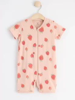 Pyjamas>Lindex Pyjamasromper Med Jordgubbar Light Dusty Pink