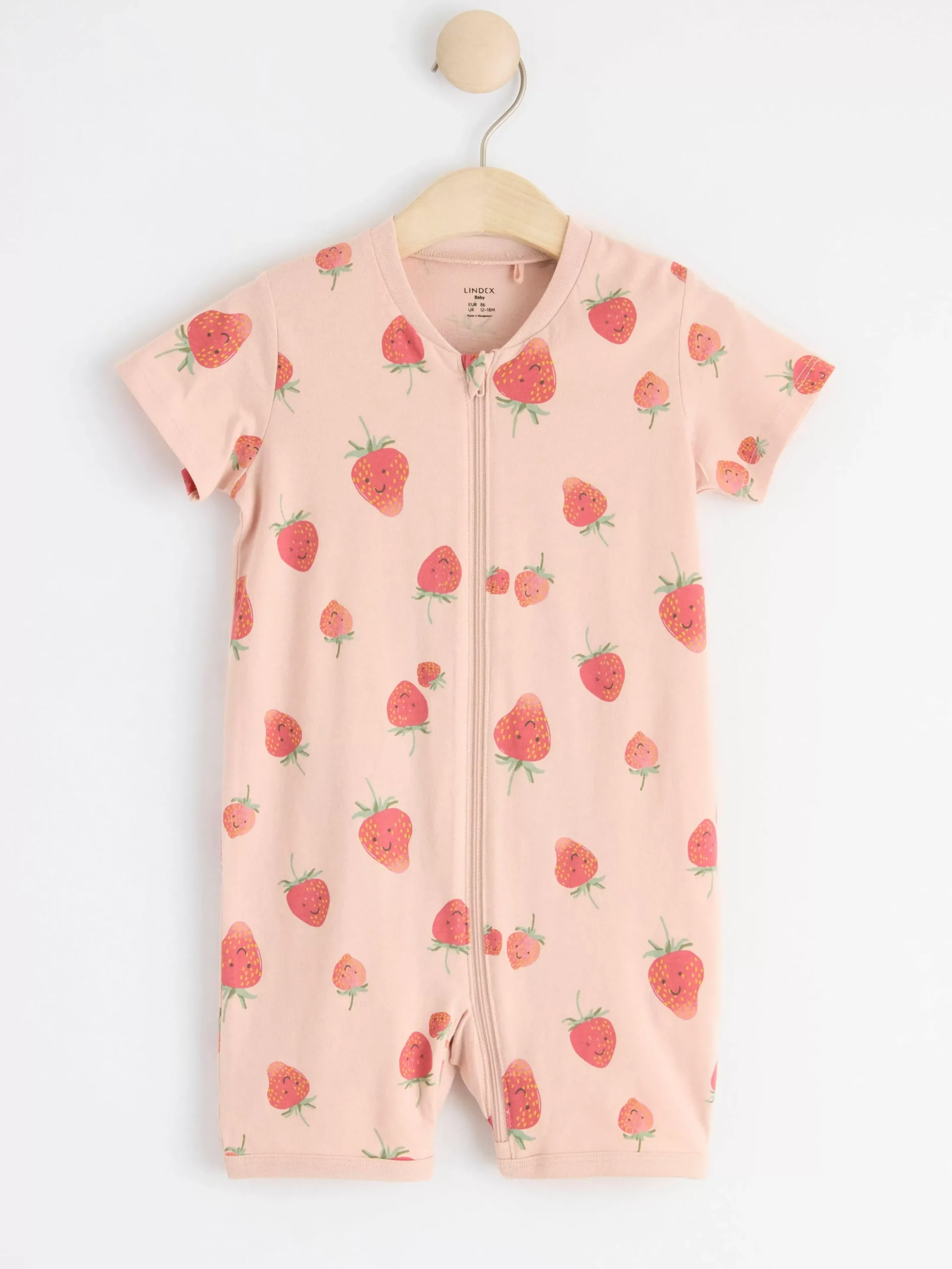 Pyjamas>Lindex Pyjamasromper Med Jordgubbar Light Dusty Pink