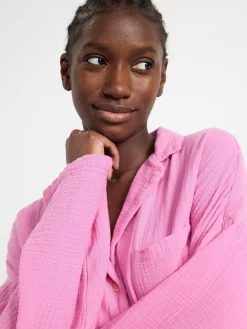 Nattplagg>Lindex Pyjamasset I Bomullsvav Pink